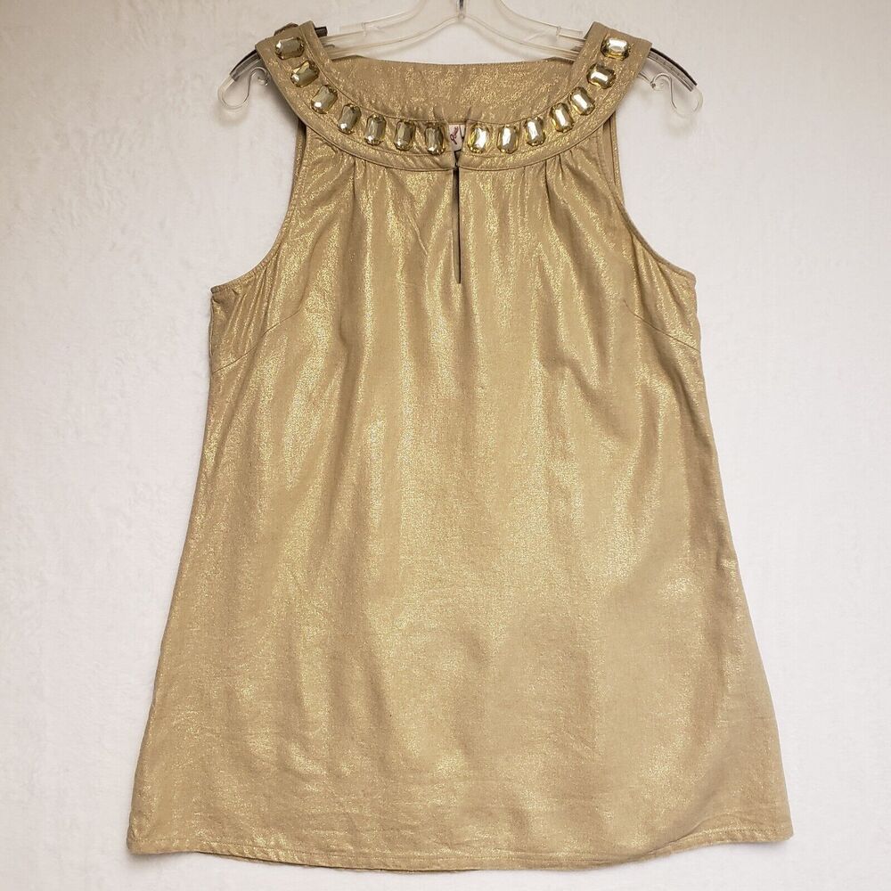 Joie Linen Blend Shimmer Size Large Blouse Shirt Top Work Glamour Tank
